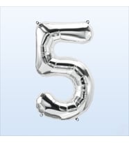 5 Yaş Rakam Gümüş Folyo Balon - 76 cm