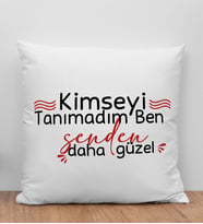 BK Gift Kimseyi Tanımadım Ben Tasarımlı Beyaz Kırlent Yastık, Arkadaşa Hediye, Ev Dekorasyonu, Ev Hediyesi-2