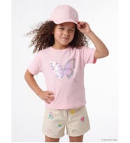LCW Kids Pembe Pul İşlemeli Kız Çocuk Tişört