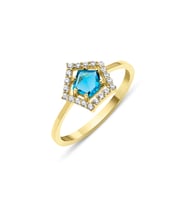 14 Ayar Altın Kuvars Aquamarine Yüzük (Rose)