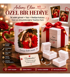 Kişiye Özel Kırmızı Kalp Kulplu Kupa Bardak (Kalpli Kırmızı)