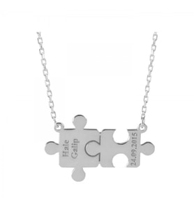 Gökdeniz 925 Dzg Silver İsim Yazılan Puzzle Kolyesi İsimli Kolye İsimlik Gümüş Kolye 547Dn