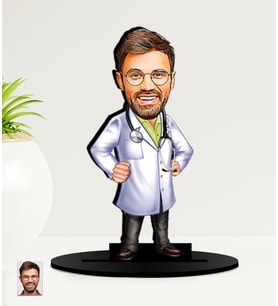 Kişiye Özel Karikatürlü Doktor MDF Biblo