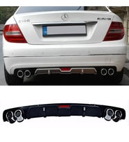Mercedes C180 Siyah Difüzör 4 Krom Egzoz Görünümlü Difizör Arka Ek Body Kit