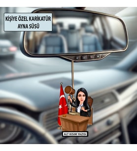 Kişiye Özel Avukat Karikatür Ayna Süsü – Hukukçulara Özel Araç İçi Hediyelik
