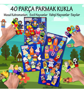 4 Set - 40 Parça Tox Masal Kahramanları, Rakamlar, Evcil ve Vahşi Hayvanlar Parmak Kukla T225 T772 T782 T64