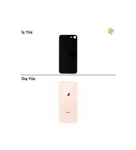 iPhone 8 Altın Renk Arka Kapak Arka Cam Batarya Kapağı Lazer Kesim Kapak Pil Kapağı