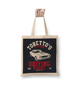 Fast And the Furious Torettos Driving School Beyaz Bez Çanta Uzun Saplı Alışveriş Çantası