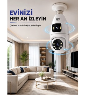 Çift Lens Wi-Fi Ampul Kamera Yüksek Çözünürlüklü