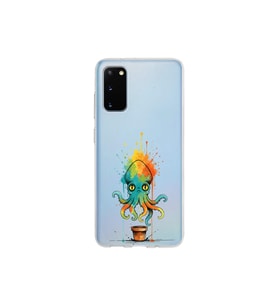 Samsung Galaxy S20 ile uyumlu Splash ahtapot tasarımlı şeffaf silikon kılıf
