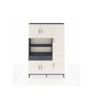 Arges Dolap 10 Raflı Tek Çekmeceli 6 Kapaklı 132x30x195 Antrasit-Aytaşı/Antrasit
