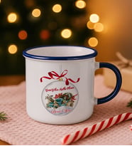BK Gift Kişiye Özel İsimli Yılbaşı Tasarımlı Lacivert Emaye Kupa Bardak -3, Arkadaşa Hediye, Yeni Yıl Hediyesi