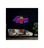 MOVIE NIGHT Yazılı ve Şekilli Neon Tabela