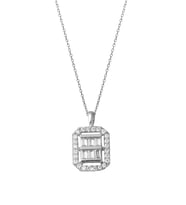 Crystal Baget Taşlı Beyaz Altın Kolye