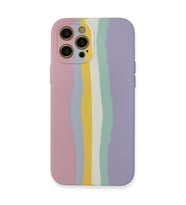İphone 12 Pro Max Kılıf Ebruli Lansman Silikon - Pembe-lila