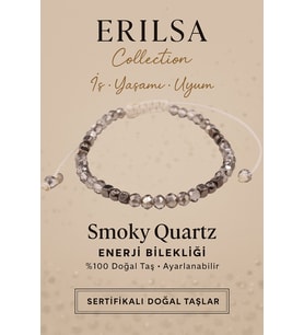 Sertifikalı İş Yaşamı Uyum Enerji Bilekliği – Dumanlı Kuvars ve Terahertz Doğal Taş 4 mm (Çok Renkli)