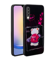 Samsung Galaxy A70 Uyumlu Kılıf Parlayan Kabartmalı İkonik Figürlü Zore Amas Silikon Kapak (Siyah)