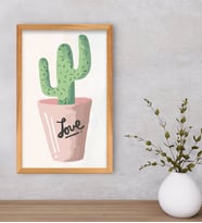 BK Gift  Kaktüs Tasarımlı Dekoratif Retro Ahşap Çerçeveli Tablo-10