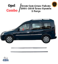 Opel Combo Krom Cam Çıtası Takımı 2 Parça 2001-2010 Paslanmaz Çelik (Gümüş)