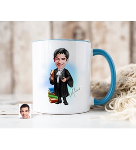 Bk Gift Kişiye Özel Erkek Avukat Karikatürlü Mavi Kupa Bardak-7, Sevgiliye Hediye, Arkadaşa Hediye