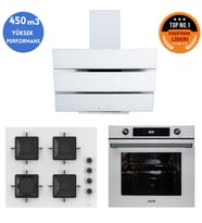 Ferre ve AFM Tech MARKALI/ WHITE LUXE Turbolu Beyaz  Dijital Ankastre Set (SS206 + FM7701+FM3251W)