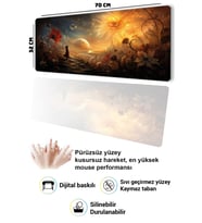 SonicTouch Klavye Mousepad 32x70cm Dikişsiz Pürüzsüz Sıvı Geçirmez Kaymaz Taban Kozmik Flora
