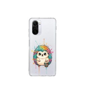Redmi K40 ile Uyumlu Splash Kirpi Tasarımlı Şeffaf Silikon Kılıf