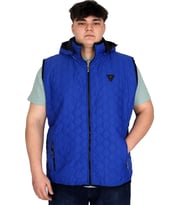 Mode XL Büyük Beden Erkek Fermuarlı Kapüşonlu Şişme Yelek U24705 Mavi