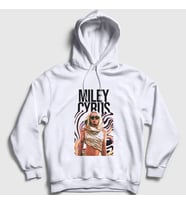 Presmono Unisex Beyaz Flowers Miley Cyrus Kapüşonlu Sweatshirt 400641tt