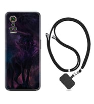 General Mobile GM 21 Pro GM 22 Pro Plus Kılıf Boyun Askılı Silikon Black Purple Wolf 1791