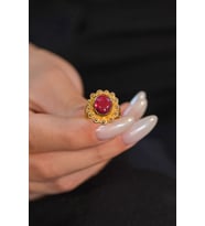 KIRMIZI TAŞLI YÜZÜK 22 AYAR A076132