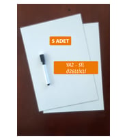 5’li Yazılıp Silinebilir A4 Not Tahtası Seti, Pratik Masaüstü Yazı Tahtası
