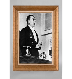 EV İŞYERİ OFİS İÇİN ALTIN ÇERÇEVELİ PASPARTULU ATATÜRK TABLO S401