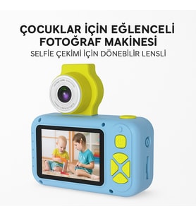 Çocuklar İçin Dijital Eğlence Kamerası – Döner Lensli Selfie Özellikli