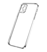 ALLY İPhone 12 Pro 6.1 Metal Görünümlü Darbeye Dayanıklı Silikon Kılıf-(577 - GLST5949-702 (Gümüş)