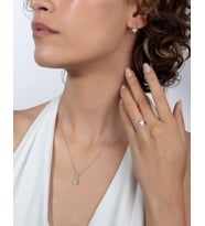 Elegance Tasarım Gümüş Tek Taş Takı Seti (Rodyum)