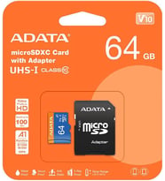 SD MicroSD Card 64GB SDXC (UHS-I Class 10) Ada Perakende