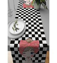 Siyah Pop Art Temalı Premium Masa Örtüsü Runner RNR111