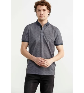 Desenli Slim Fit Triko Polo Yaka Tişört - Petrol
