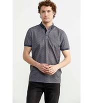 Desenli Slim Fit Triko Polo Yaka Tişört - Petrol