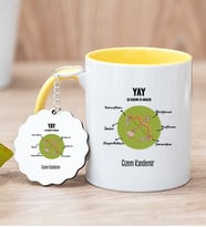 Kişiye Özel Yay Burcuna Hediye Sarı Kupa Bardak ve Anahtarlık