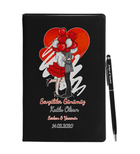 Sevgililer Gününe Özel Siyah Defter Kalem Seti 37