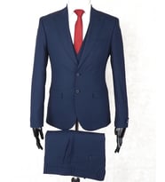 Jan Carlucci Slim Fit Sivri Yaka-Çift Yırtmaç Lacivert Drop 6 Yelekli Takım Elbise