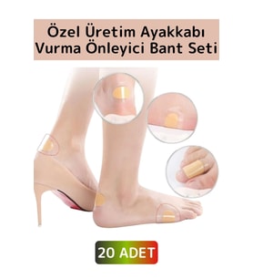 Özel Görünmez Ultra İnce Nefes Alabilir Su Geçirmez Ayakkabı Topuk Parmak Vurma Önleyici Bant 20'li