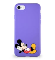 Apple iPhone SE 2022 Soft Premier Kapak Mickey Mouse-F Tasarımlı Silikon Kılıf - Mor (Şeffaf)