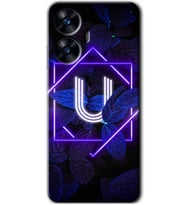 Realme C55 Kılıf HD Desen Baskılı Kılıf - Dark Neon Yaprak U Harfi