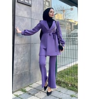 Zincir Detaylı Takım Mor