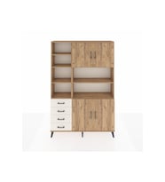 Arges Dolap 9 Raflı 4 Çekmeceli 4 Kapaklı 132x30x195 Çam-Çam/Aytaşı