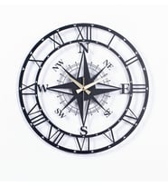 Pusulalı Modern Metal Siyah Duvar Saati / Hediye Saat / Dekoratif Saat - 1,5 mm Kalınlık