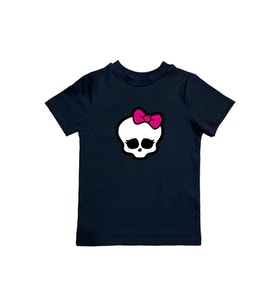 MONSTER HIGH baskılı pamuklu penye kumaş yazlık çocuk tişört (Siyah)